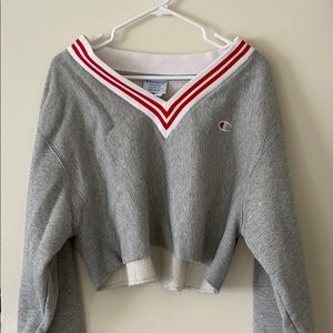 Champion grey oversize cropped crewneck size M